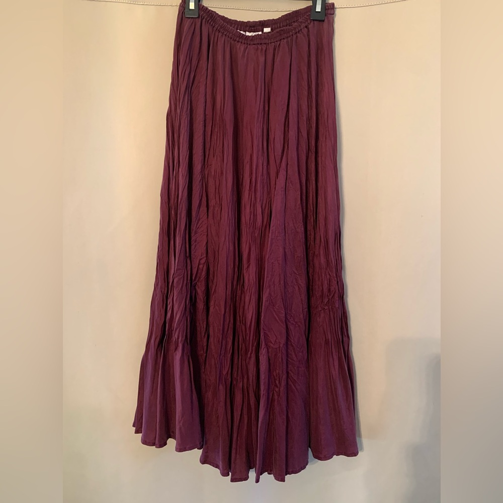 Vintage WinterSilks Plum Pleated Prairie Skirt